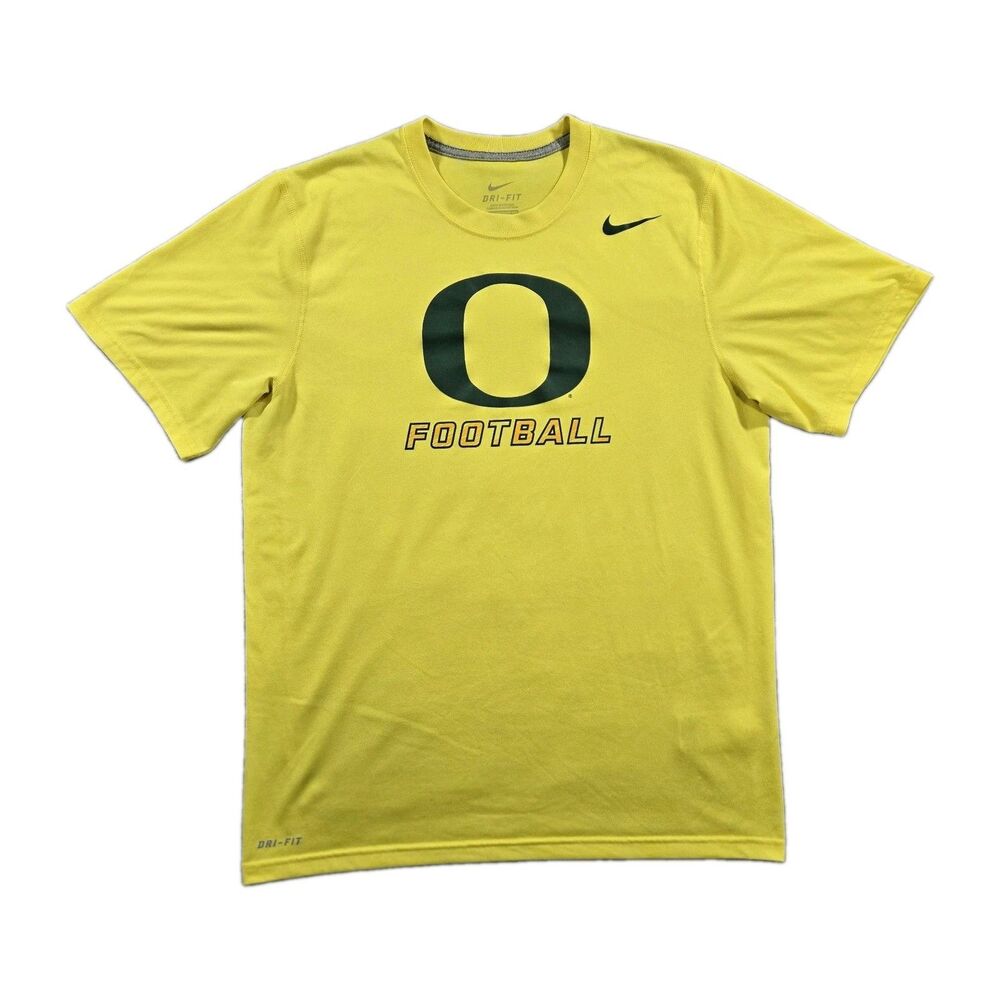 Mens Nike DriFIT Oregon Ducks Football T Shirt Yellow Black Medium NCAA Tee